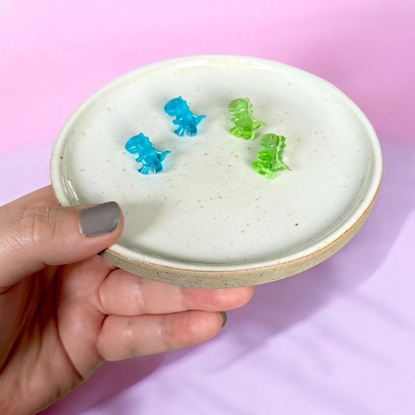 Handmade Resin T-Rex Stud Earrings