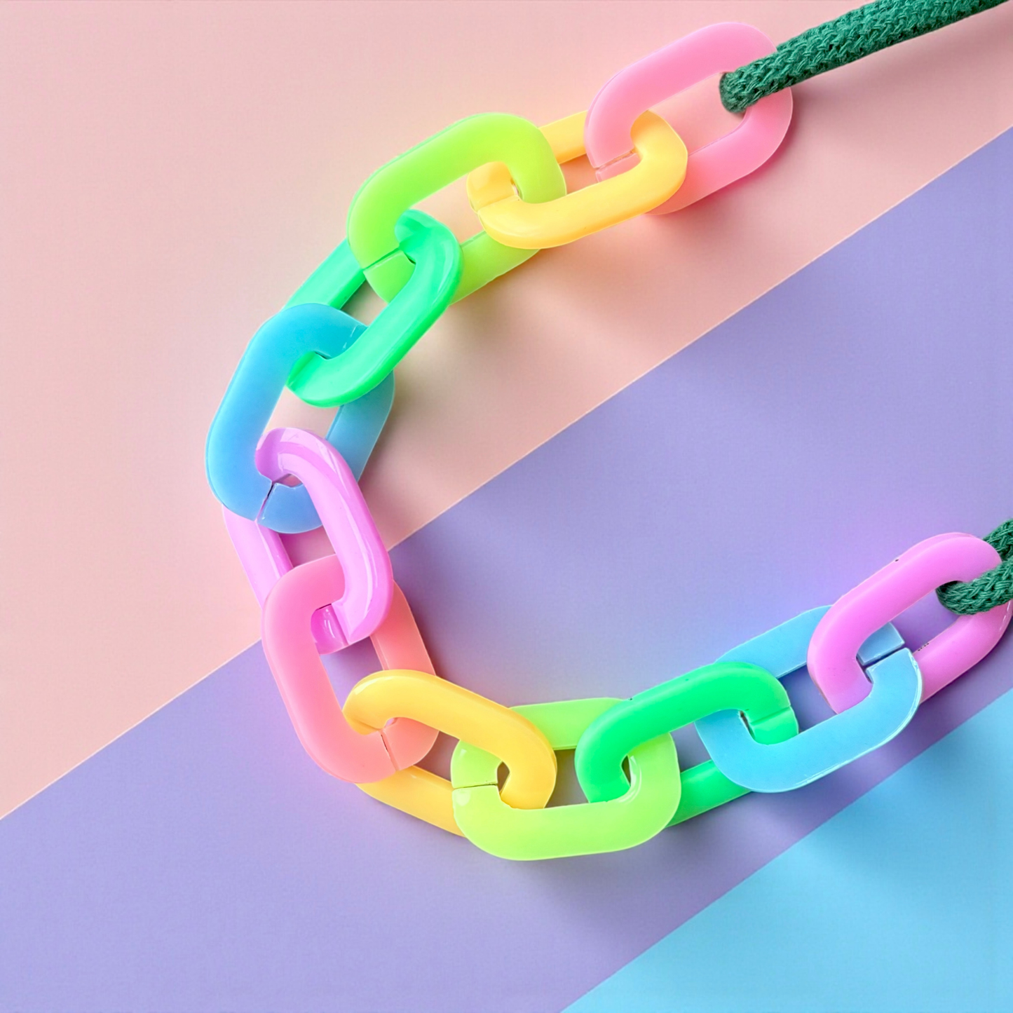 Chunky Neon Pastel Resin Link Statement Necklace
