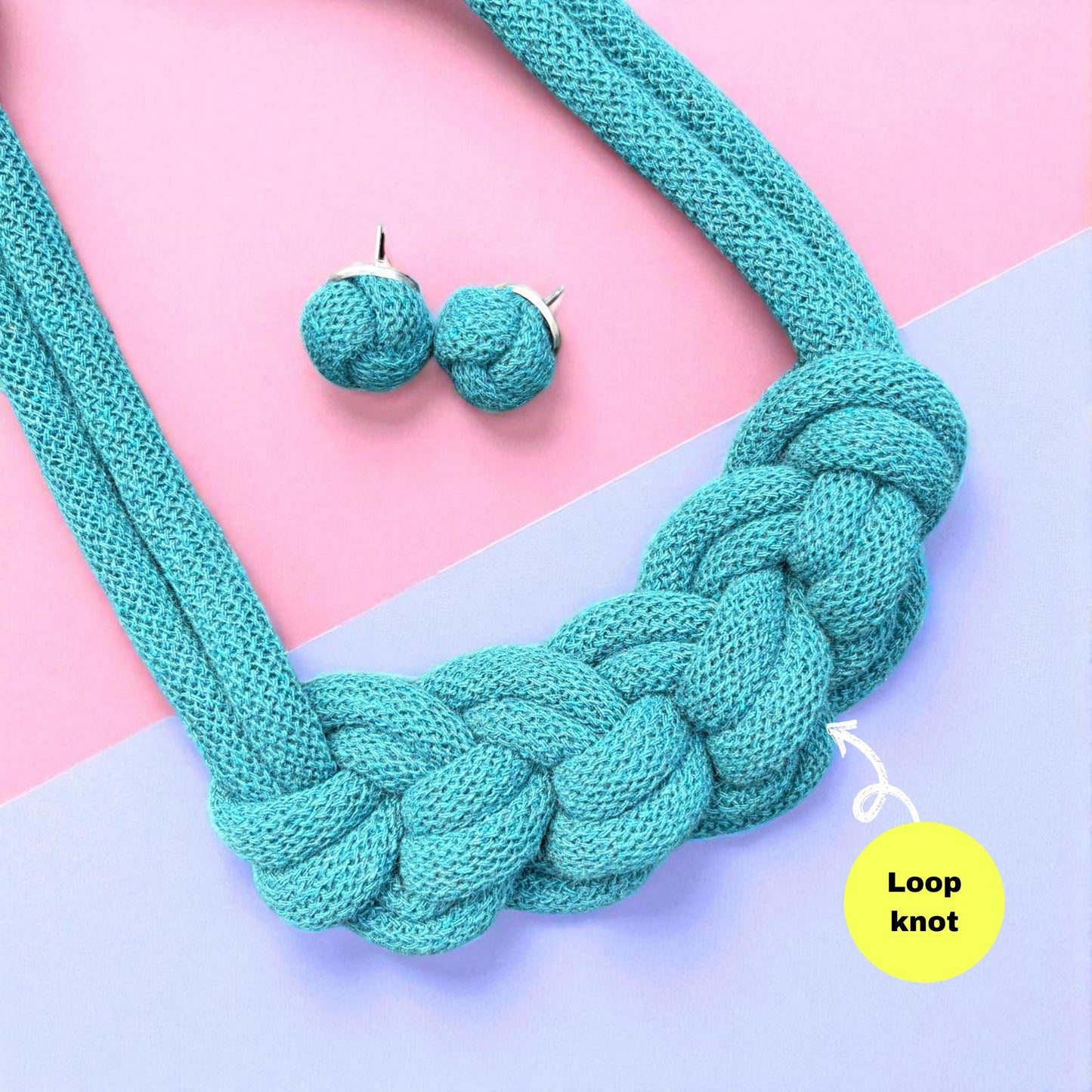 Handmade Chunky Macramé Necklace & Earrings Set