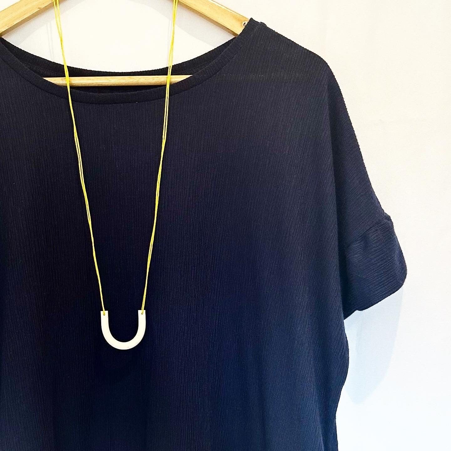 White & Pepper Arch Clay Pendant Necklace