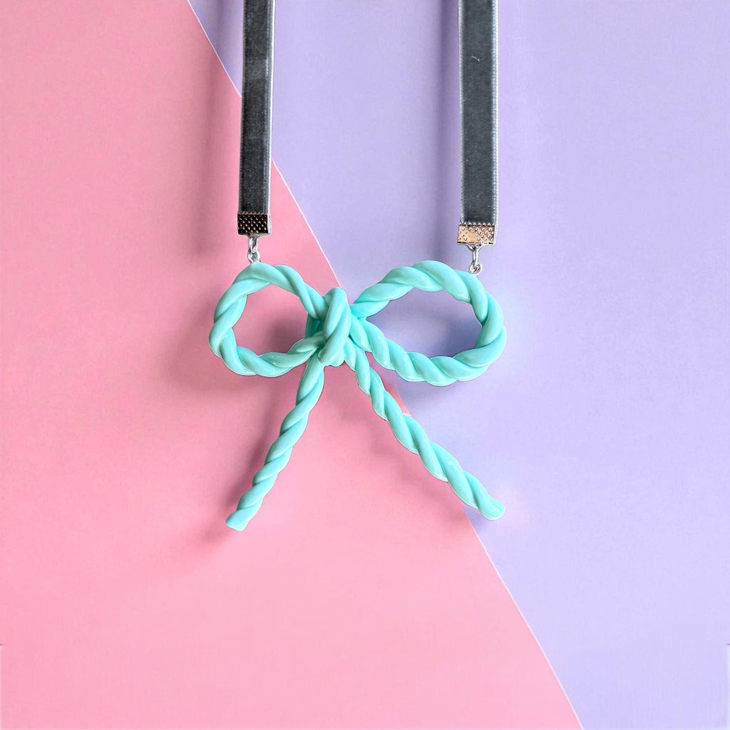 Long Coquette Bow Pendant Necklace