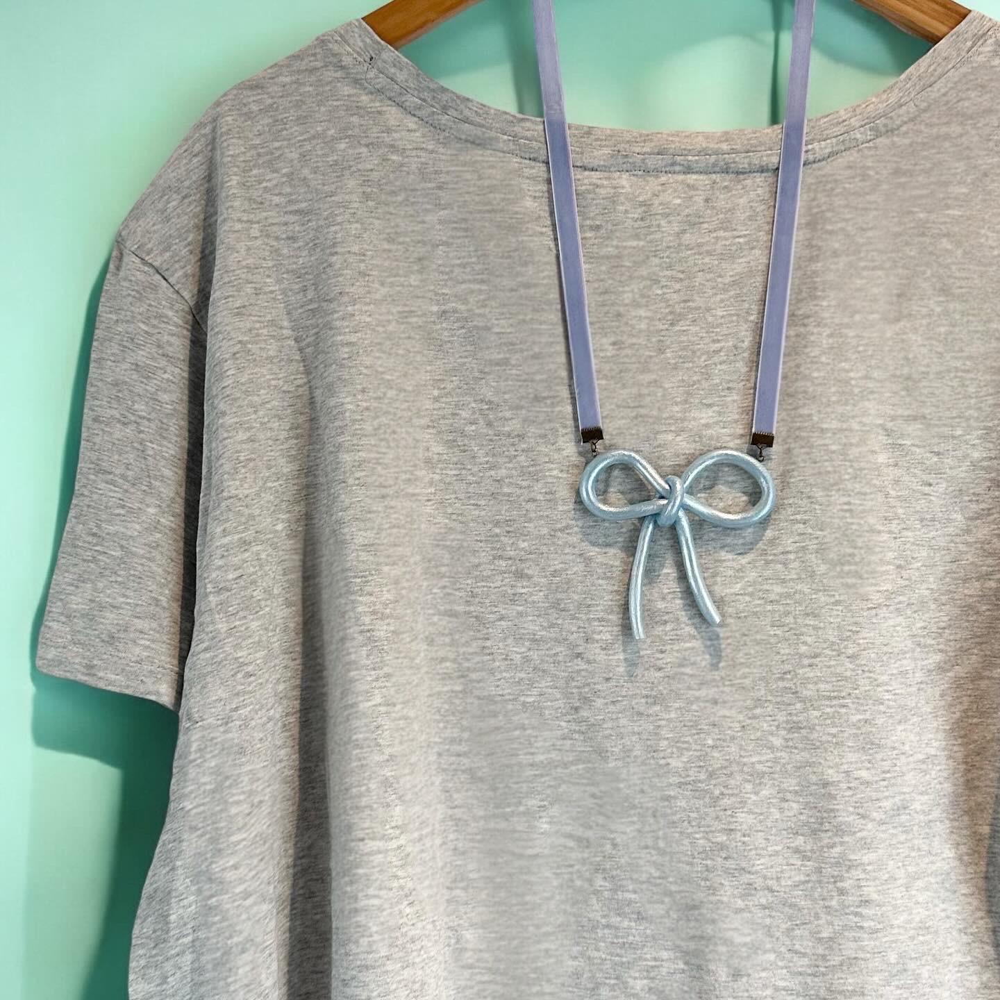 Iridescent Pastel Bow Necklace