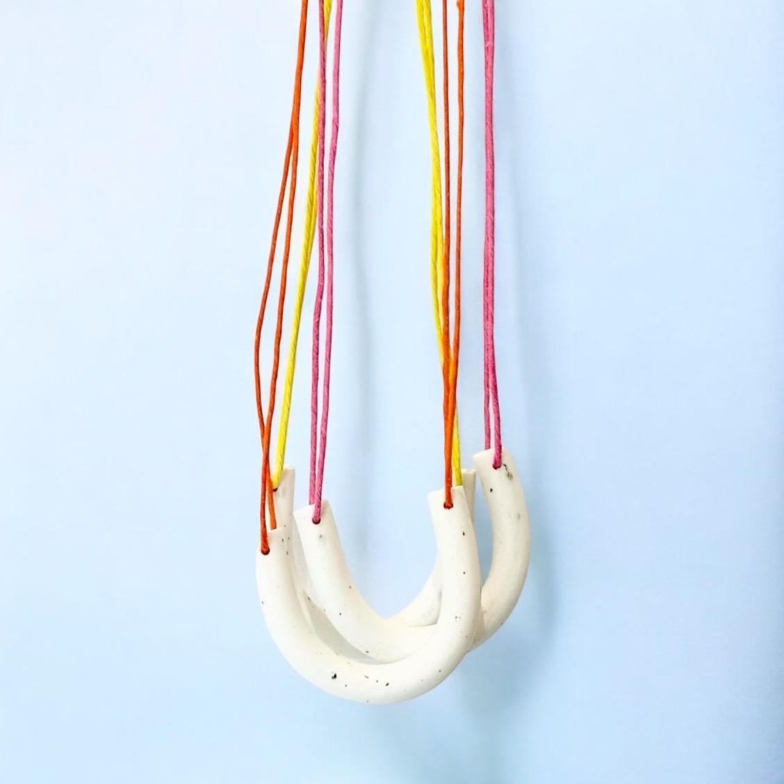 White & Pepper Arch Clay Pendant Necklace