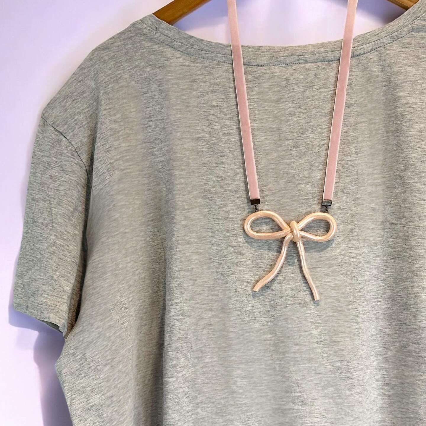 Iridescent Pastel Bow Necklace