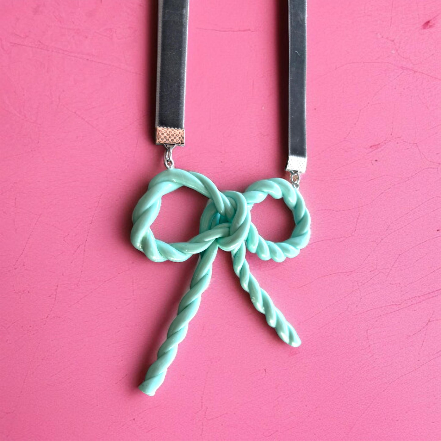 Long Coquette Bow Pendant Necklace