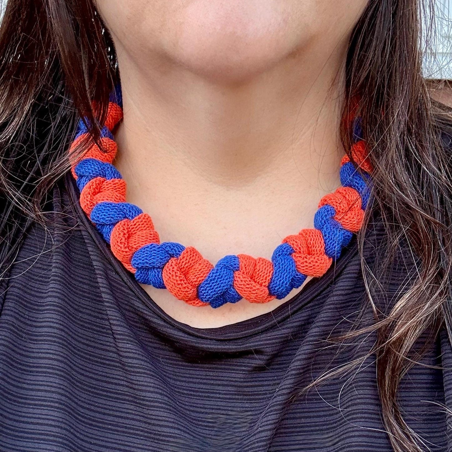 Chunky Criss-Cross Hitch Knot Macramé Necklace