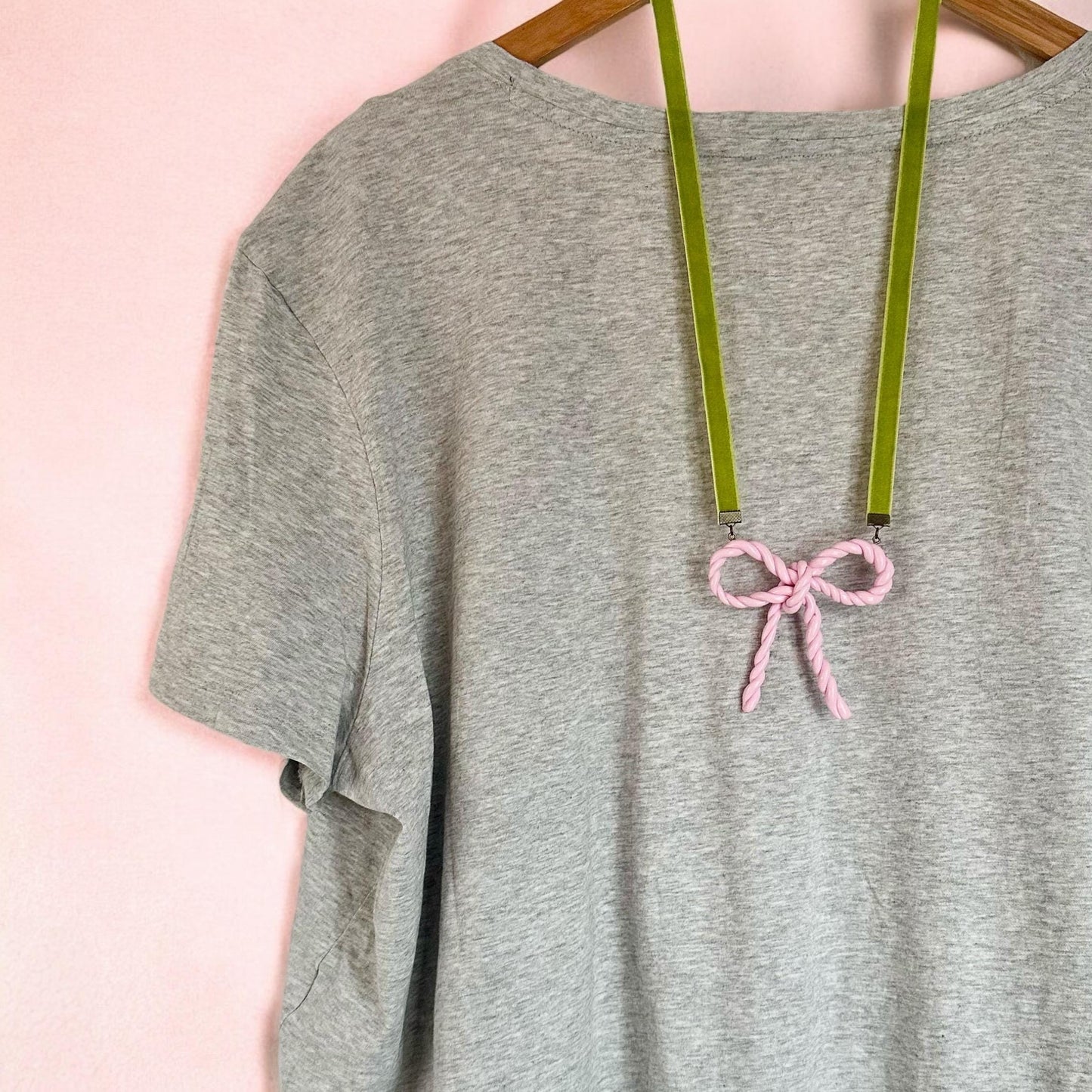 Long Coquette Bow Pendant Necklace