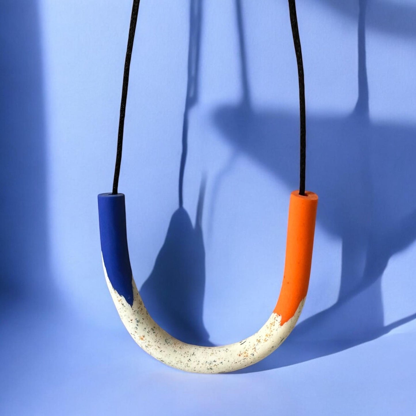 Electric Blue & Orange Polymer Clay Necklace