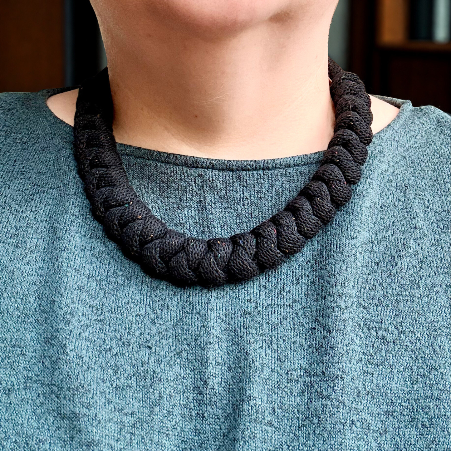 Limited Edition - Chunky 'Midnight Dust' Recycled Cotton Cord Necklace
