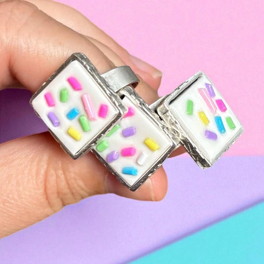 Birthday Cake Ring – Handmade Polymer Clay Icing & Sprinkles