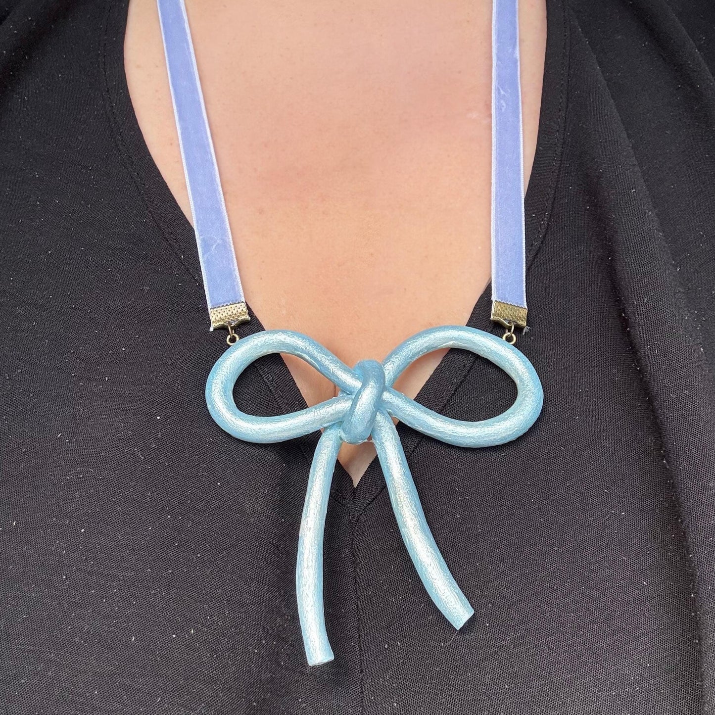 Iridescent Pastel Bow Necklace