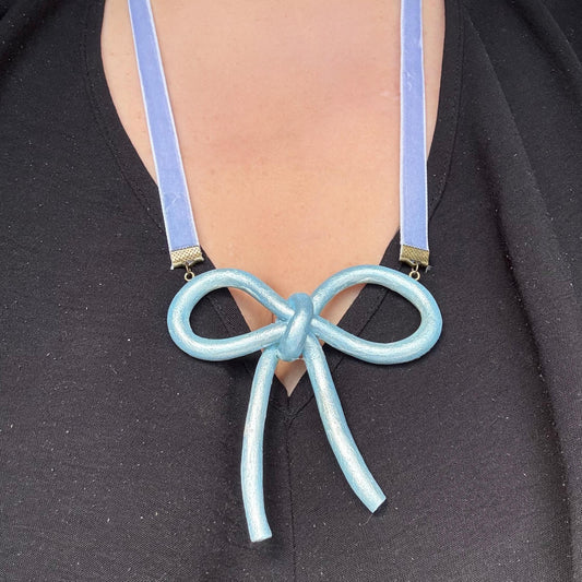 Iridescent Pastel Bow Necklace