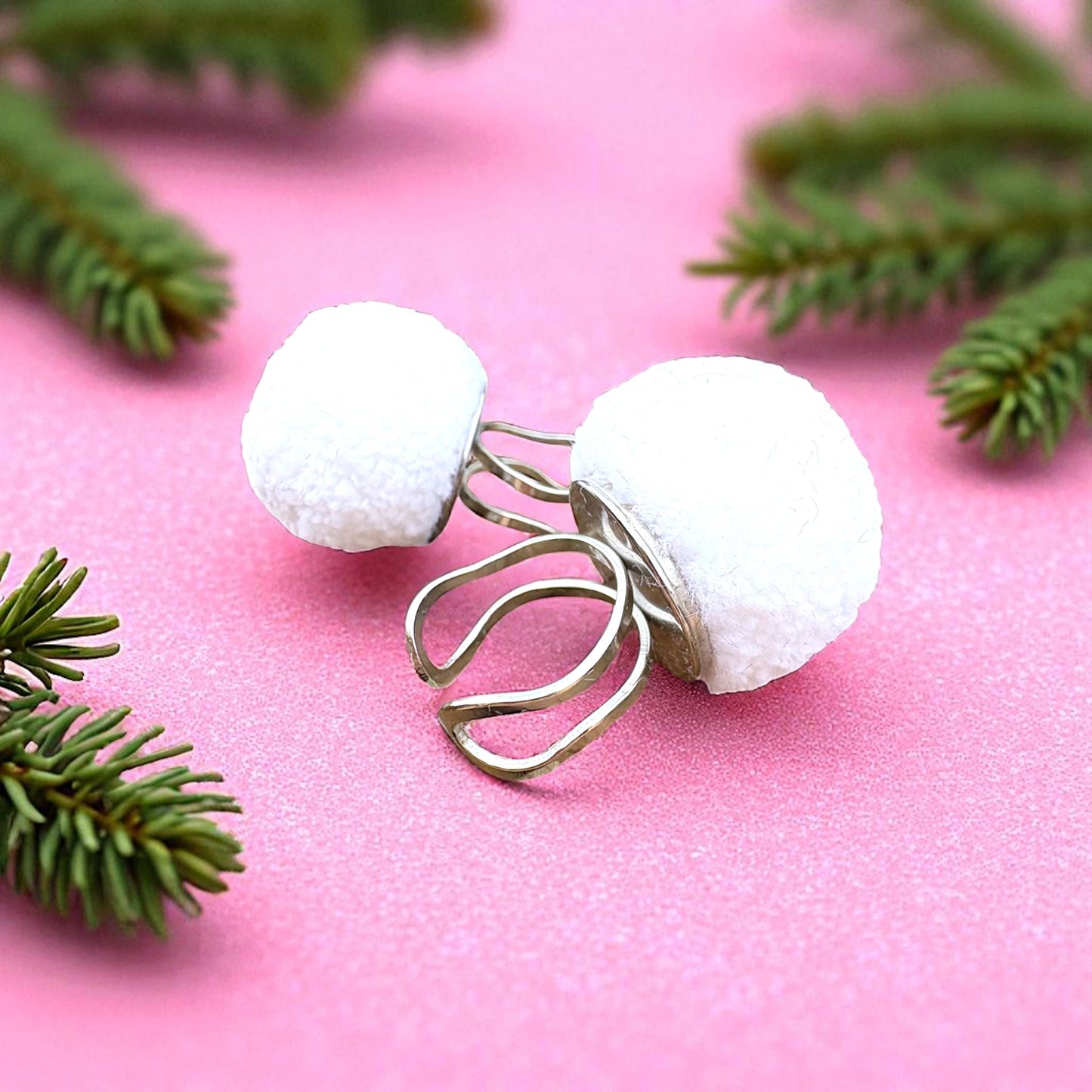 Adjustable Snowball Pom Pom Ring