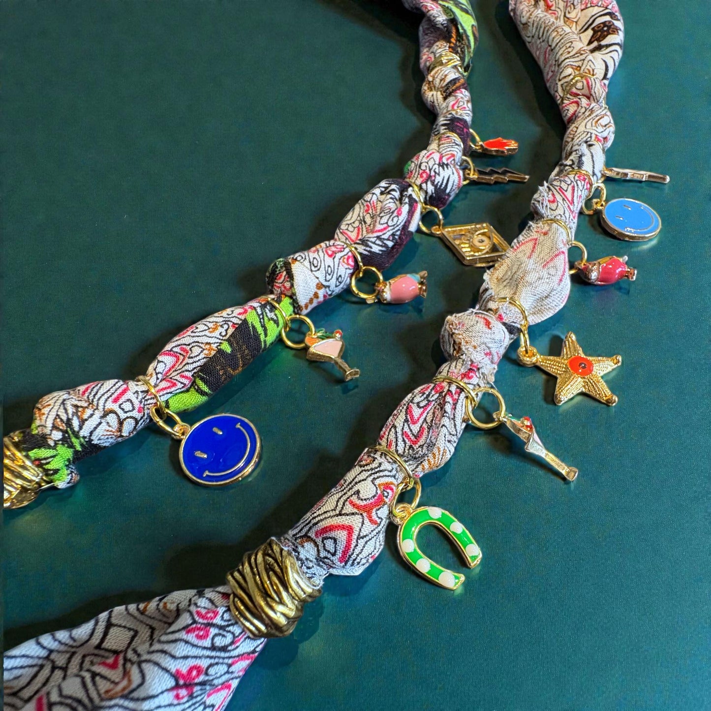 Upcycled Fabric Scarf Charm Necklace