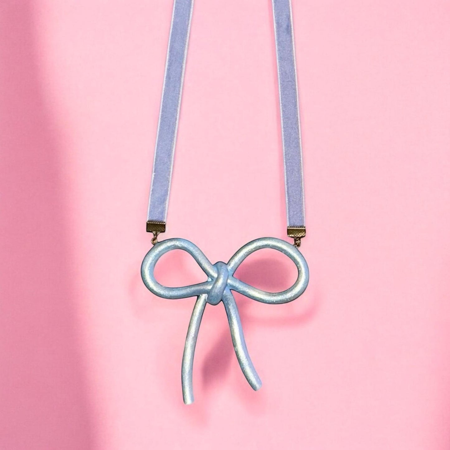 Iridescent Pastel Bow Necklace