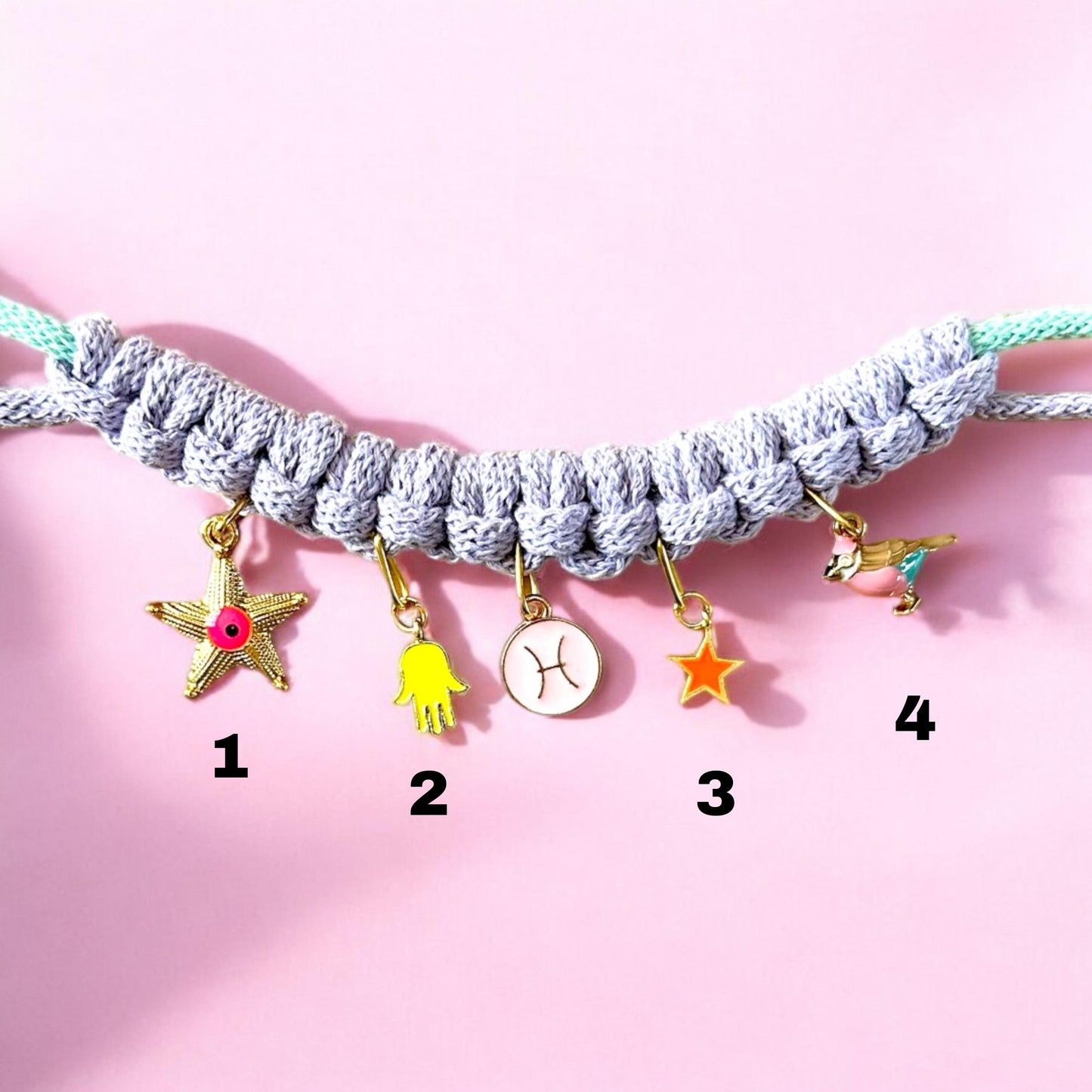 Macrame Charm Necklace – Personalised Zodiac Jewellery in Pastel Boho Style