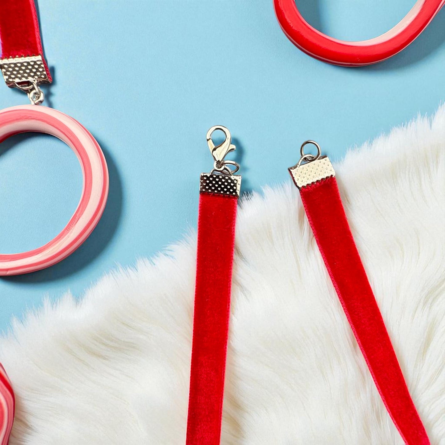 Christmas Candy Cane Bow Necklace