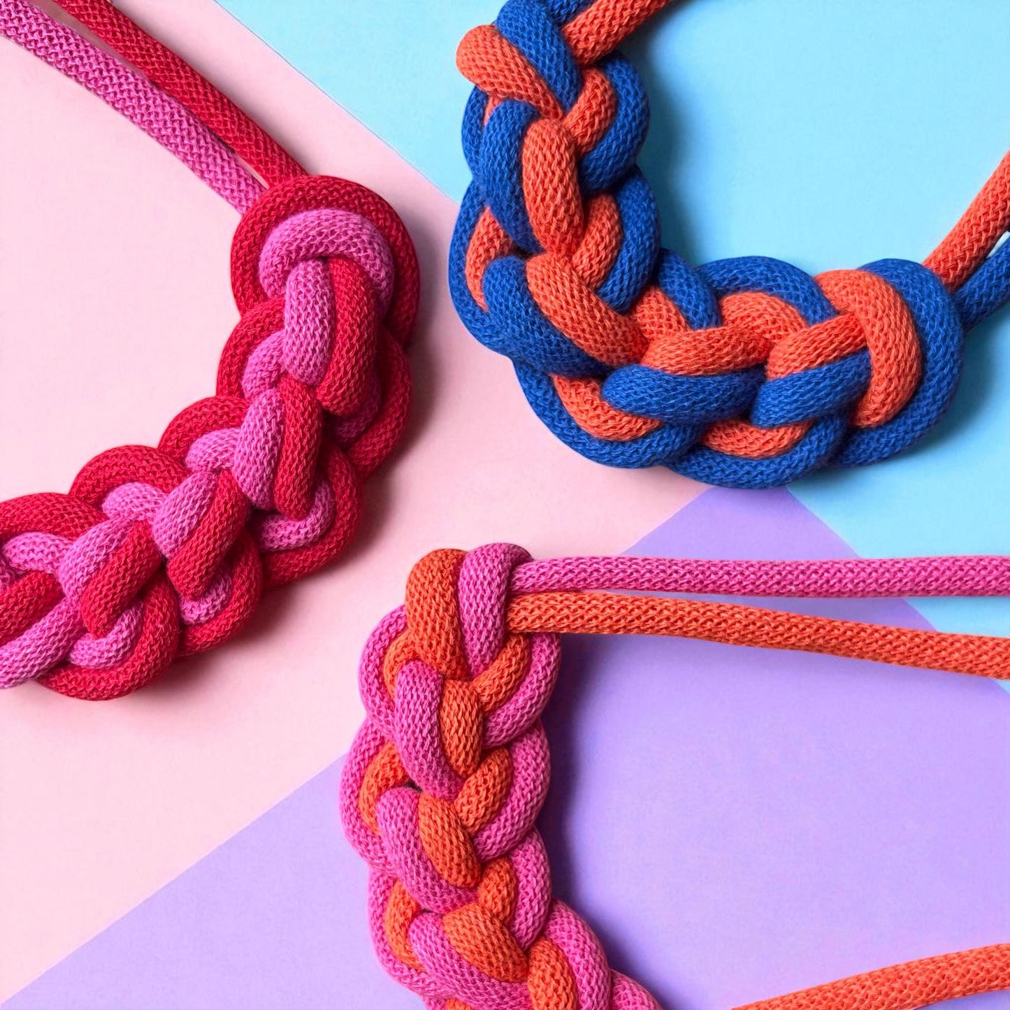 Dual Colour Chunky Loop Knot Macramé Necklace