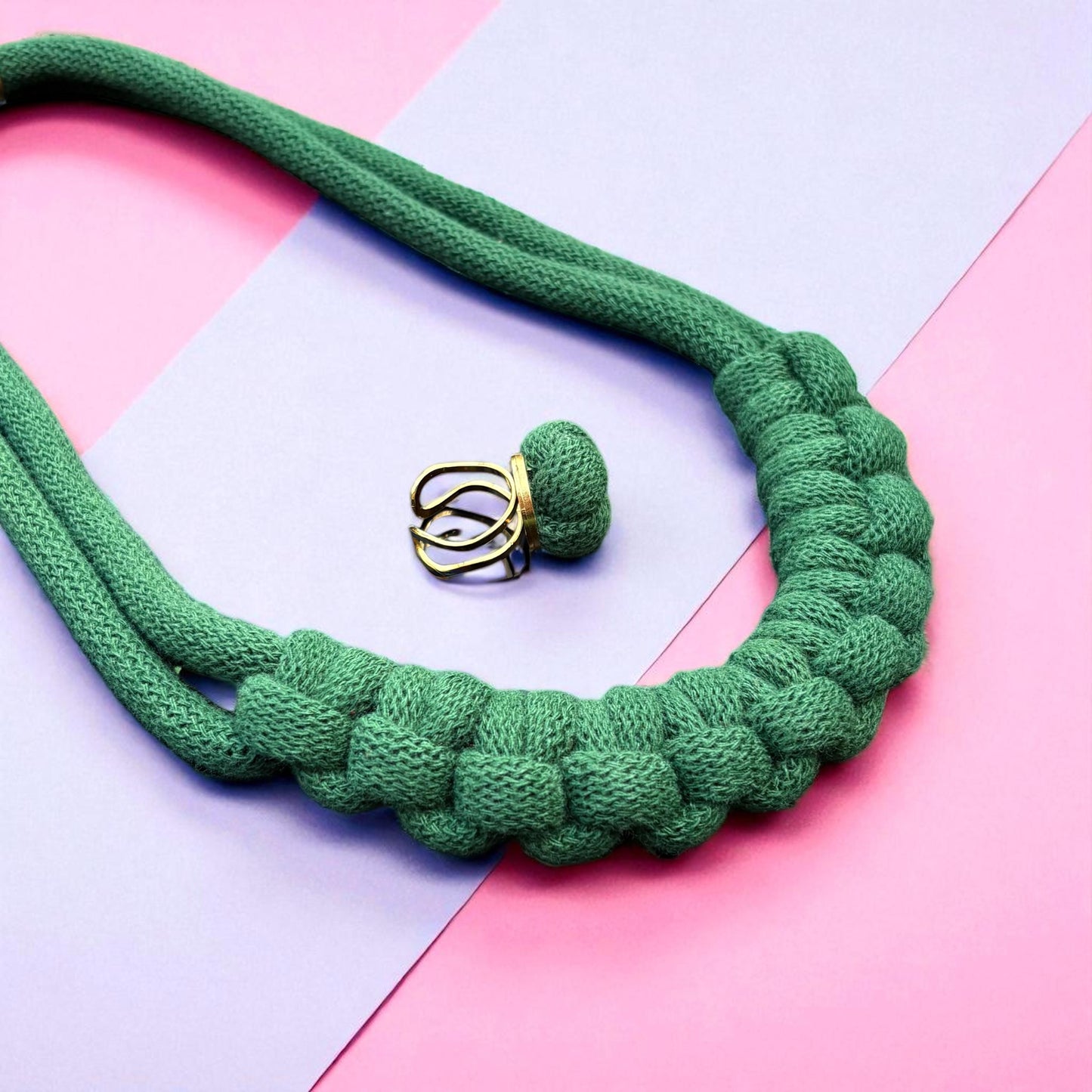 Handmade Macramé Necklace & Ring Set
