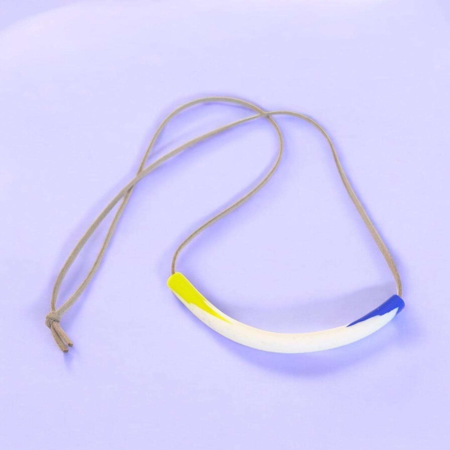 Neon Yellow & Blue Contemporary Polymer Clay Necklace
