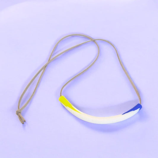 Neon Yellow & Blue Contemporary Polymer Clay Necklace