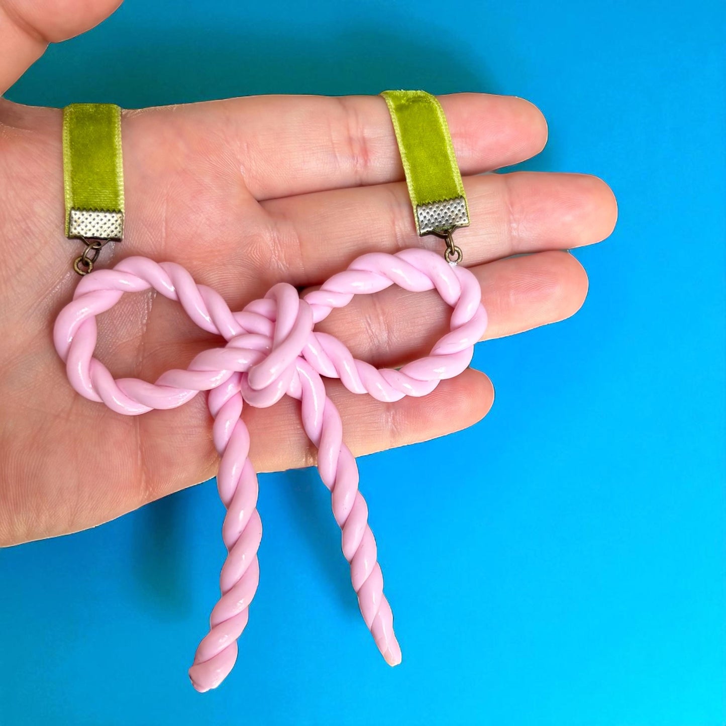 Long Coquette Bow Pendant Necklace