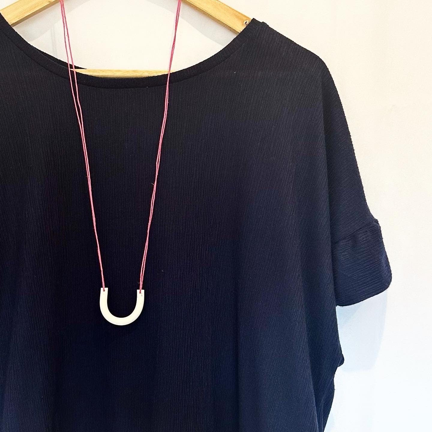 White & Pepper Arch Clay Pendant Necklace