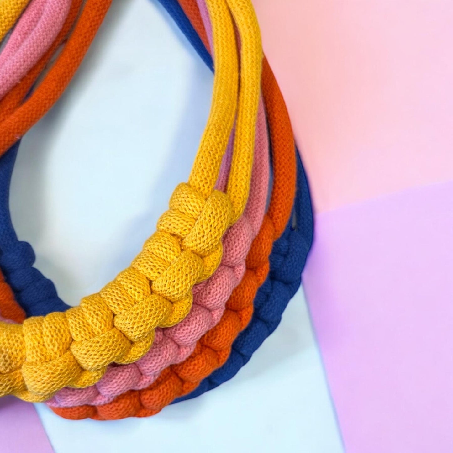 Chunky Handmade Hitch Knot Macramé Necklace