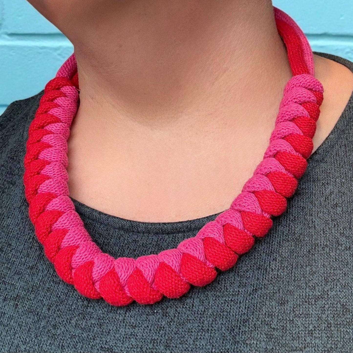 Dual Colour Chunky Macramé Snake Knot Necklace