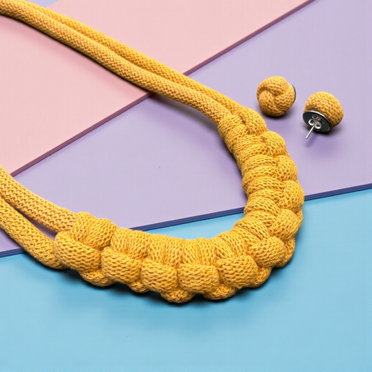 Handmade Chunky Macramé Necklace & Earrings Set