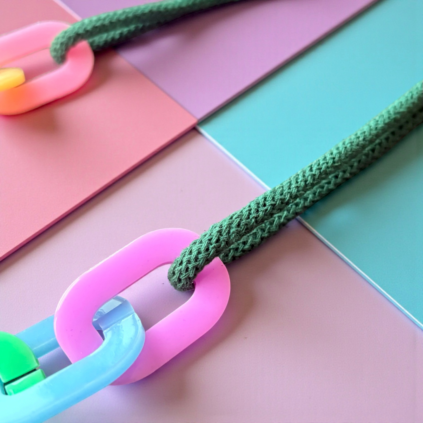 Chunky Neon Pastel Resin Link Statement Necklace