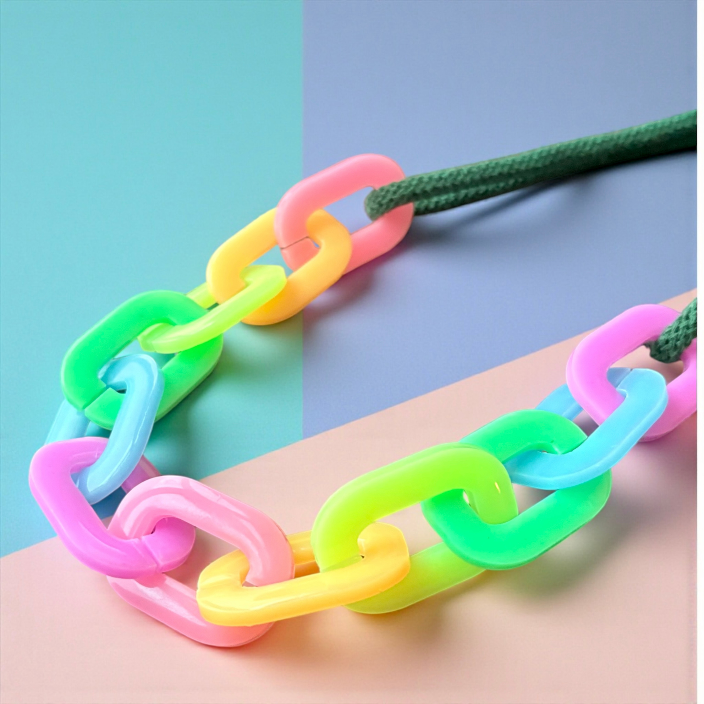 Chunky Neon Pastel Resin Link Statement Necklace