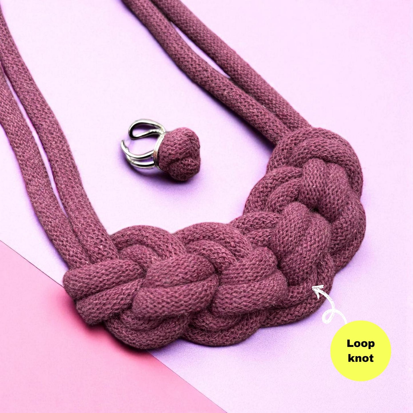 Handmade Macramé Necklace & Ring Set