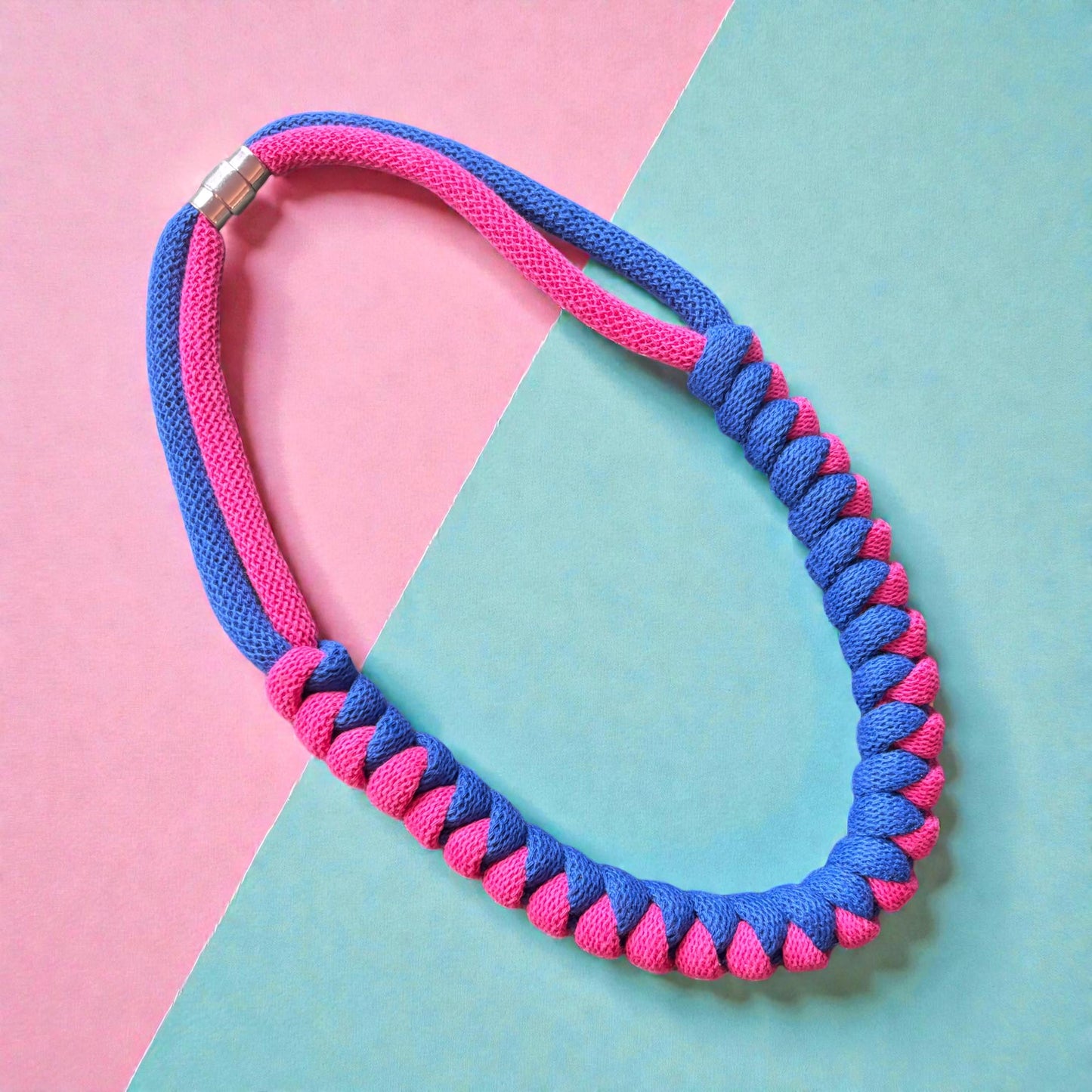 Dual Colour Chunky Macramé Snake Knot Necklace