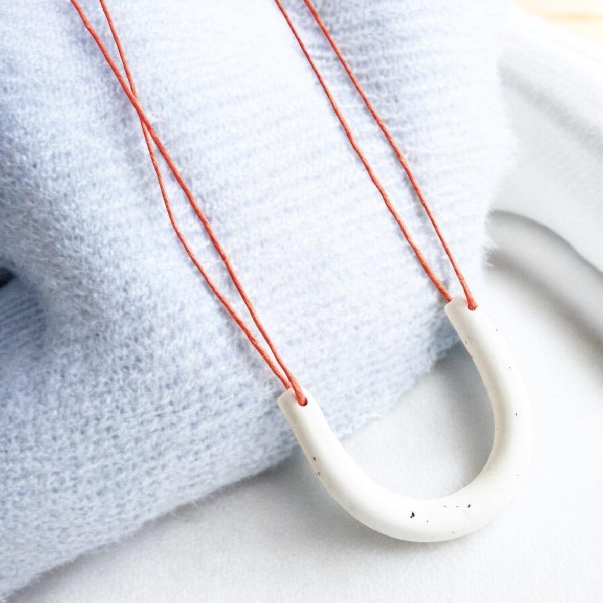 White & Pepper Arch Clay Pendant Necklace