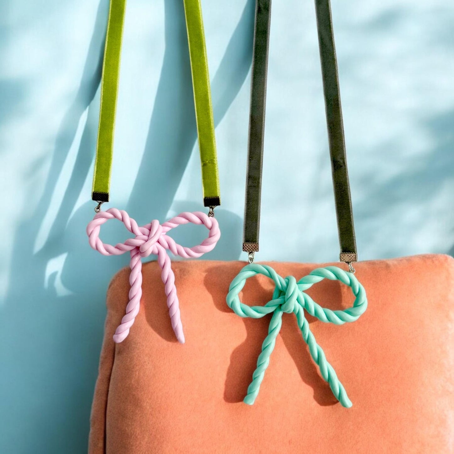 Long Coquette Bow Pendant Necklace