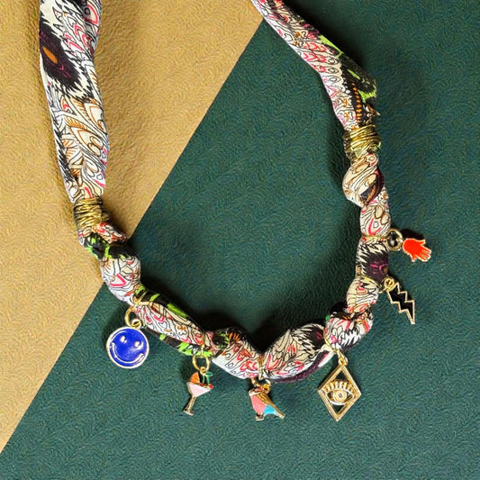 Upcycled Fabric Scarf Charm Necklace
