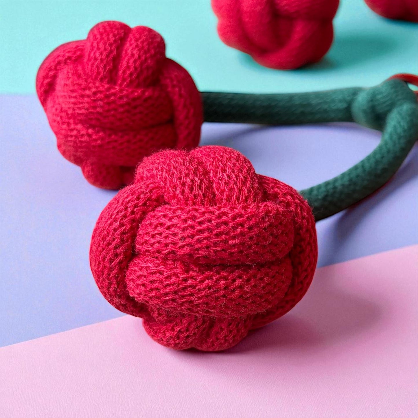 Oversized Cherry Bag Charm – Handmade Macramé Fruit Keyring