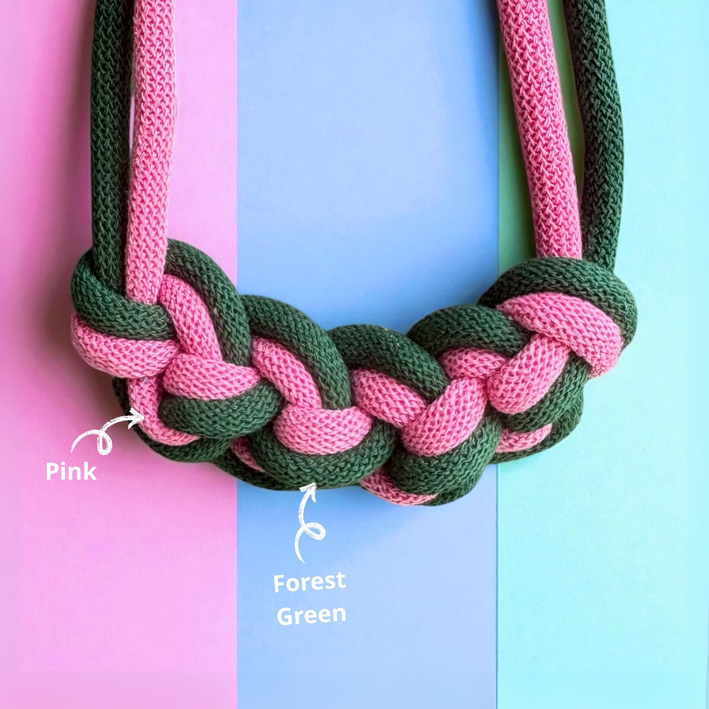 Dual Colour Chunky Loop Knot Macramé Necklace