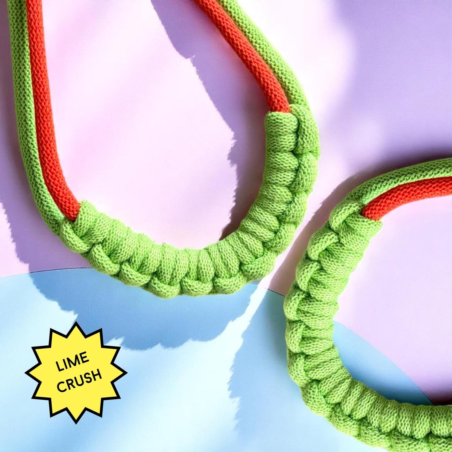 Chunky Colour Block Hitch Knot Macramé Necklace