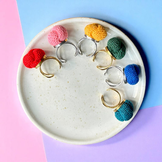 Adjustable Chunky Cotton Knot Ring