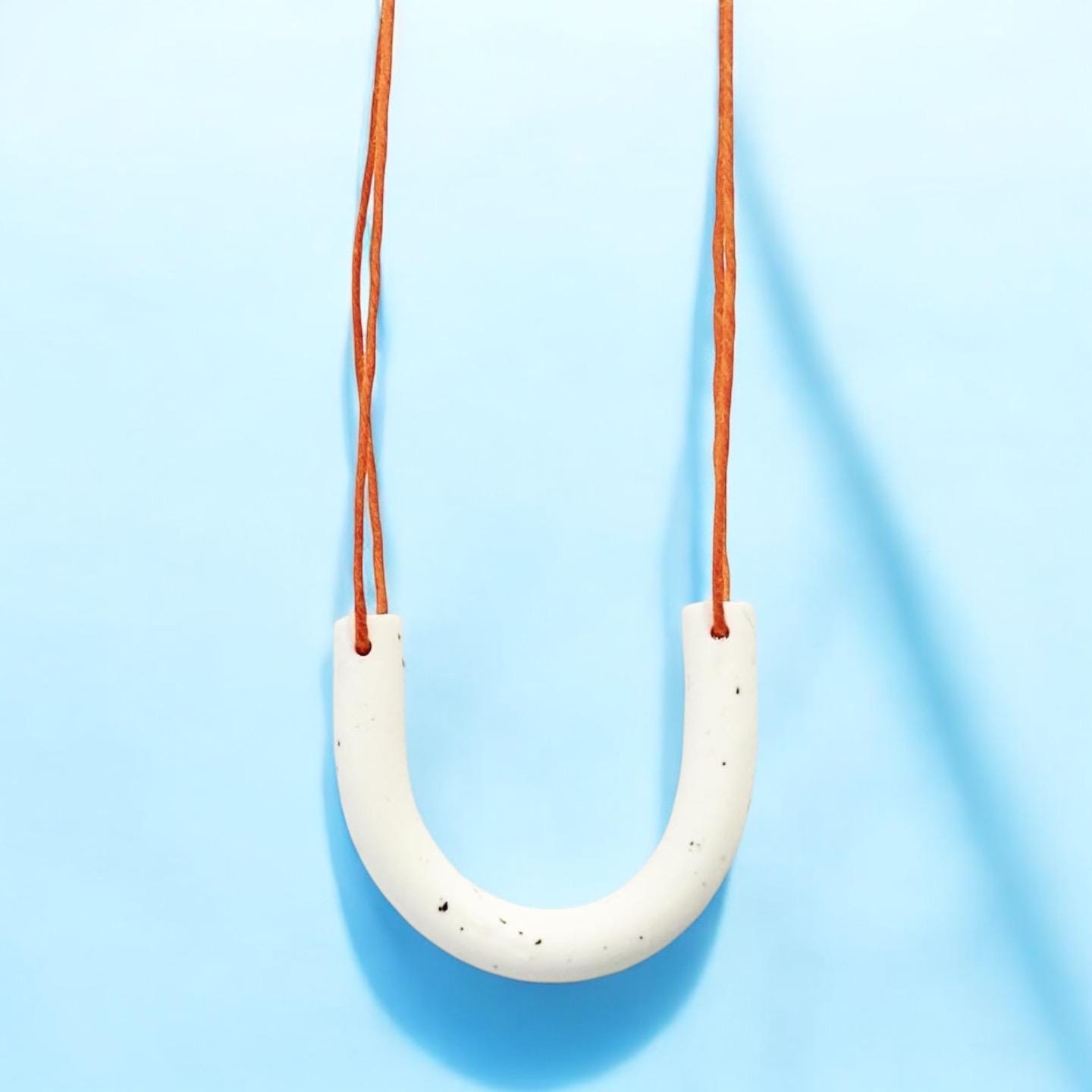 White & Pepper Arch Clay Pendant Necklace