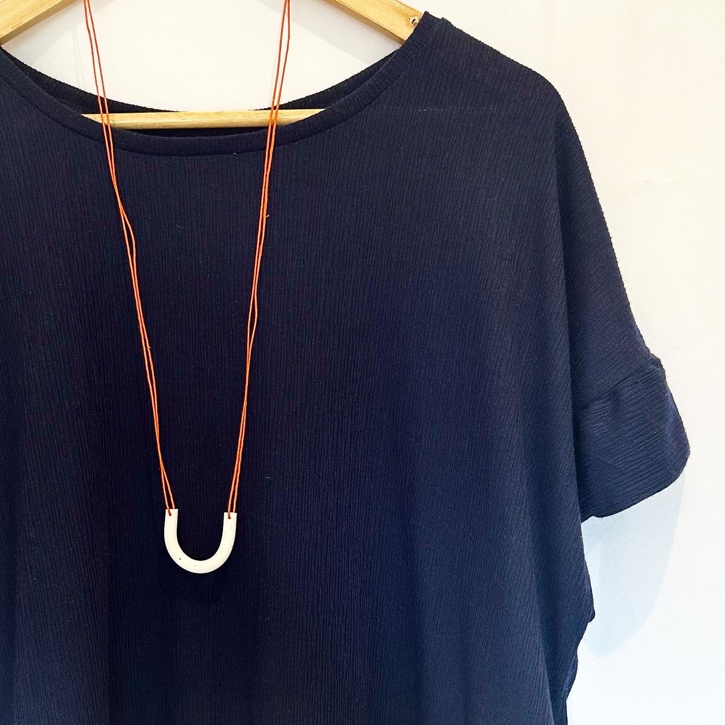 White & Pepper Arch Clay Pendant Necklace