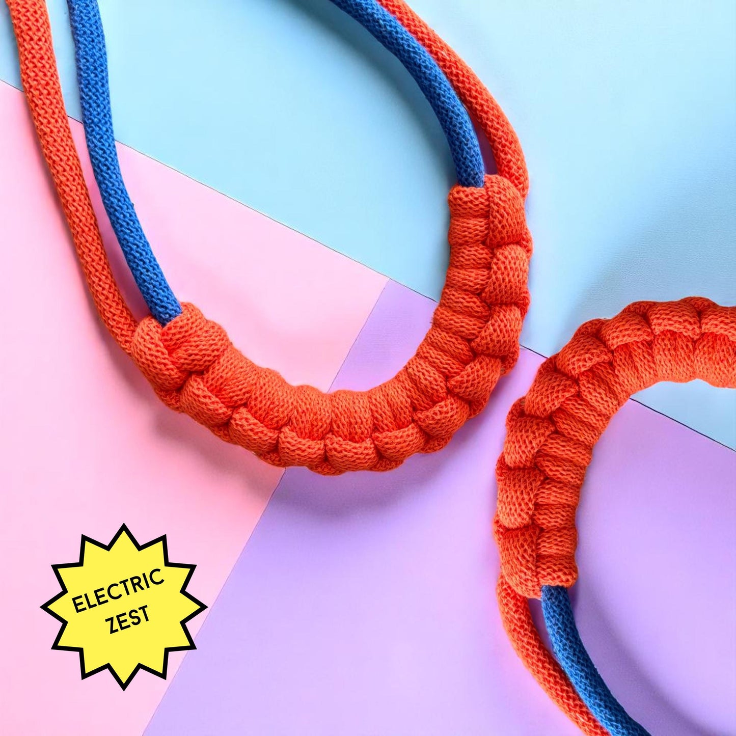 Chunky Colour Block Hitch Knot Macramé Necklace