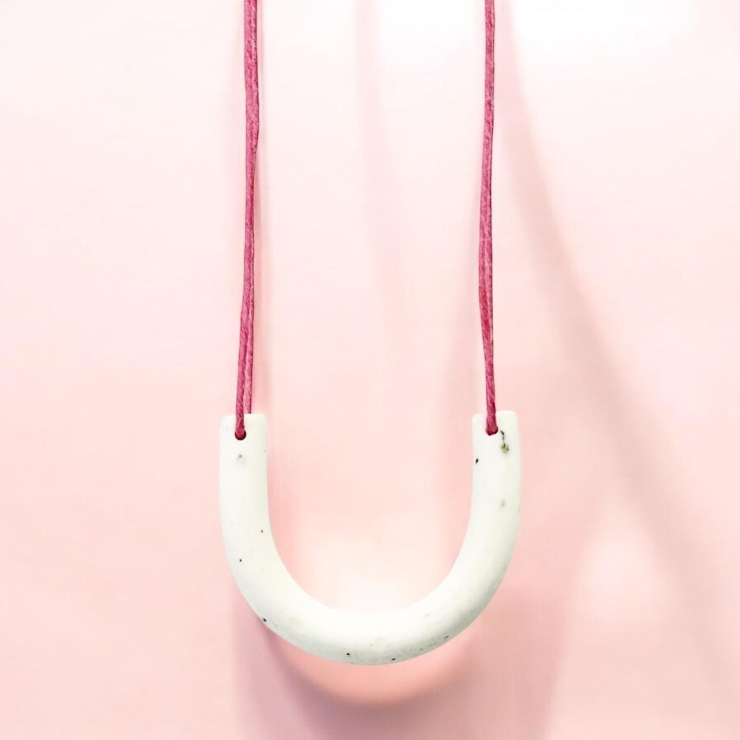 White & Pepper Arch Clay Pendant Necklace